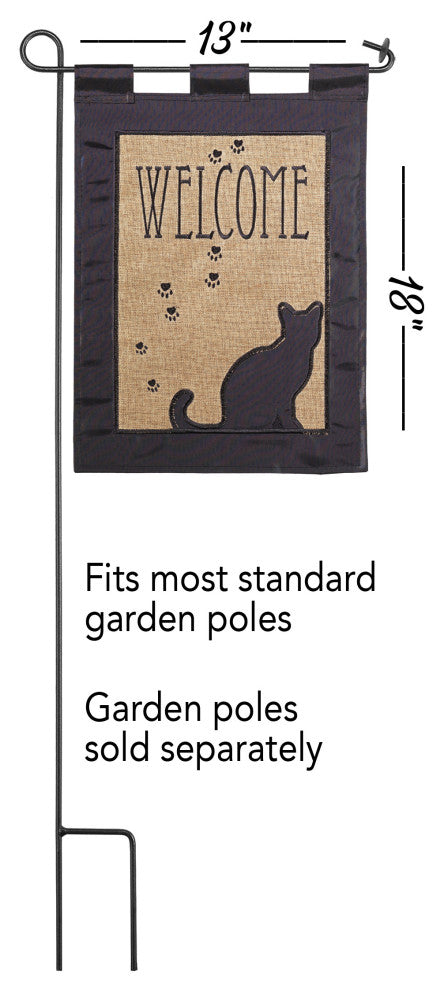 Flag Dbapp Grdn Welcome Cat Burlap 13X18