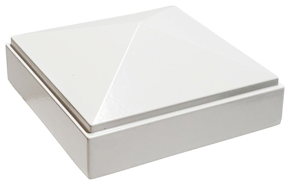 3"x3" Aluminium Pyramid Post Cap for Metal Posts, Pressure Fit, White (DHPPC30W)