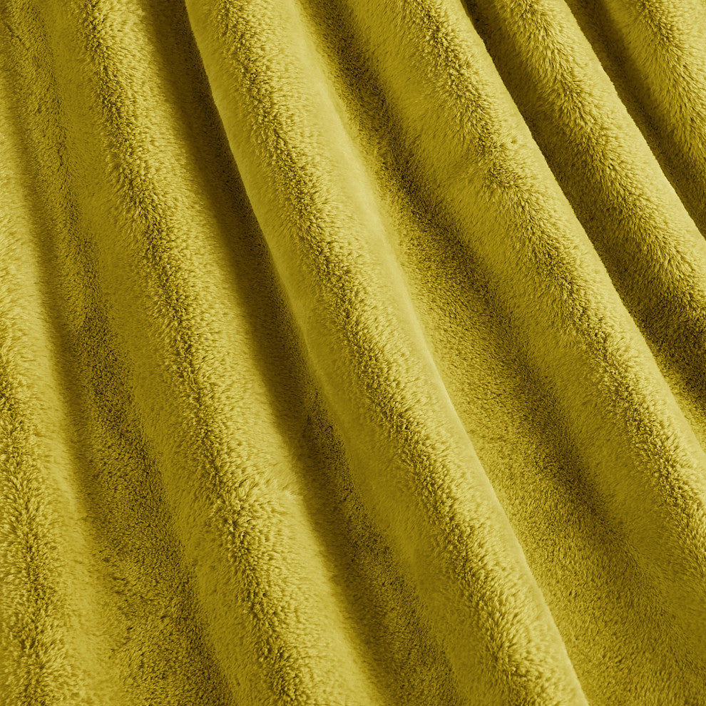 Fox Faux Fur Throw Blanket, Lemon Curry, 50''x60''