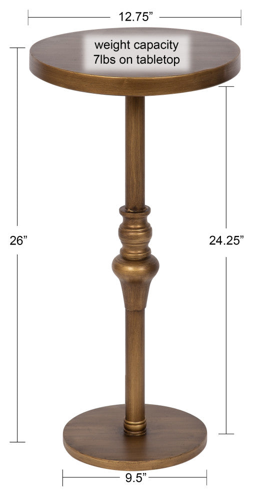 Stratton Pedestal Table, Gold, 13x13x26