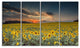 Sunflower Sunset with Cloudy Sky, Large Landscape Canvas Art, 48"x28", 4 Panels