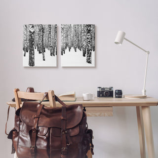 Rustic Winter Forest Scene Birch Trees,16 x 20