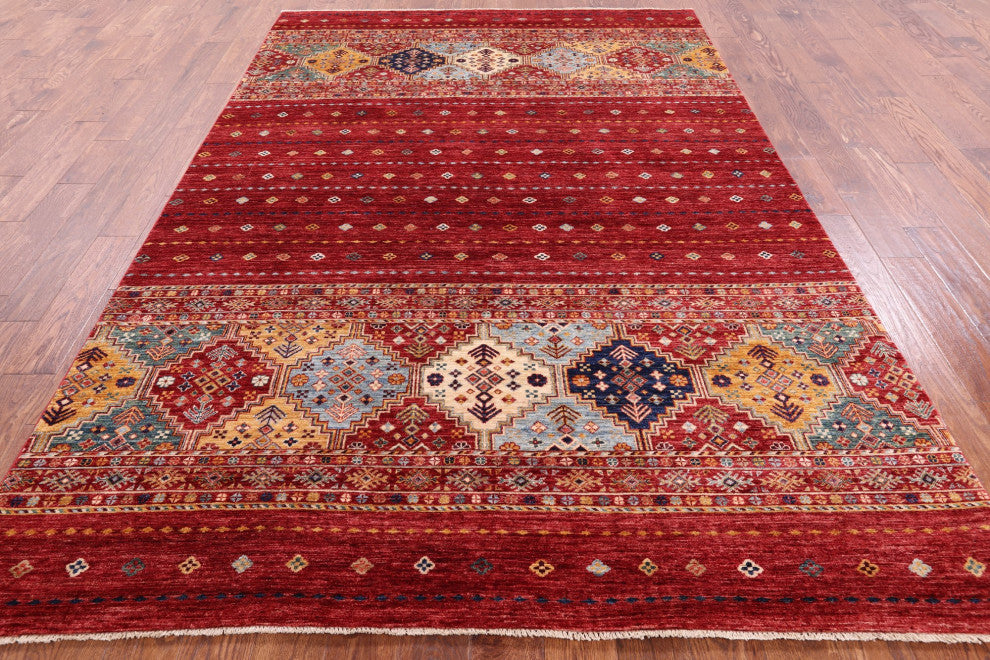 Super Kazak Khorjin Hand-Knotted Rug 6' 8" X 9' 10" Q5423