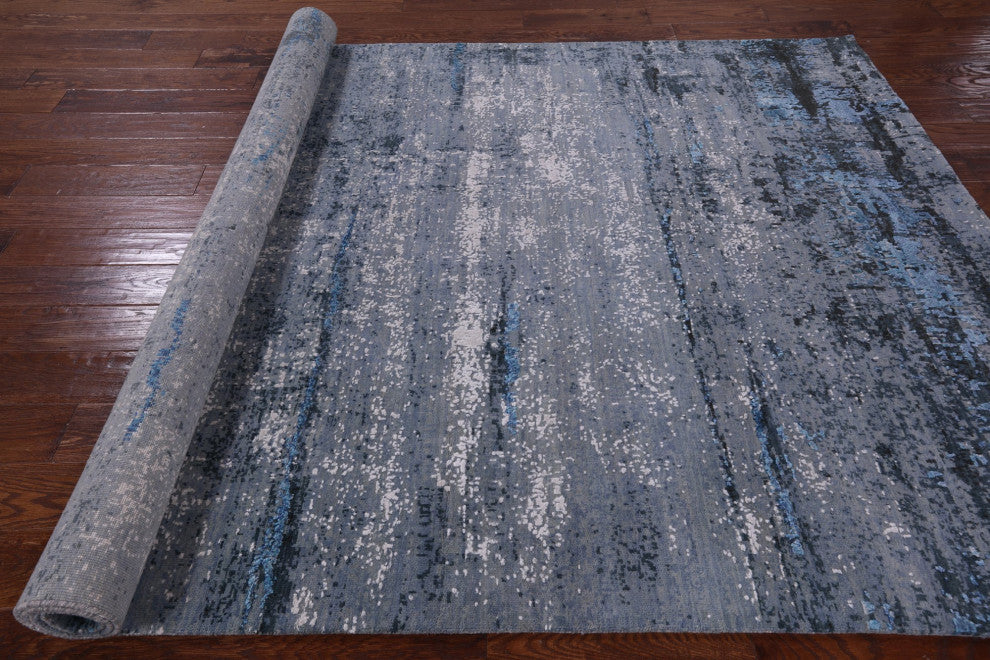 Wool and Silk Abstract Hand Knotted Rug 6' 1" X 9' 3" Q6178