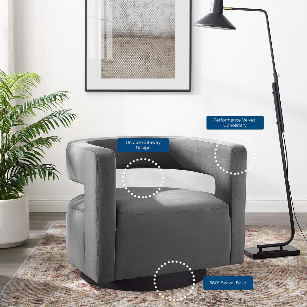 Armchair Accent Chair, Velvet, Gray, Modern, Living Lounge Hospitality