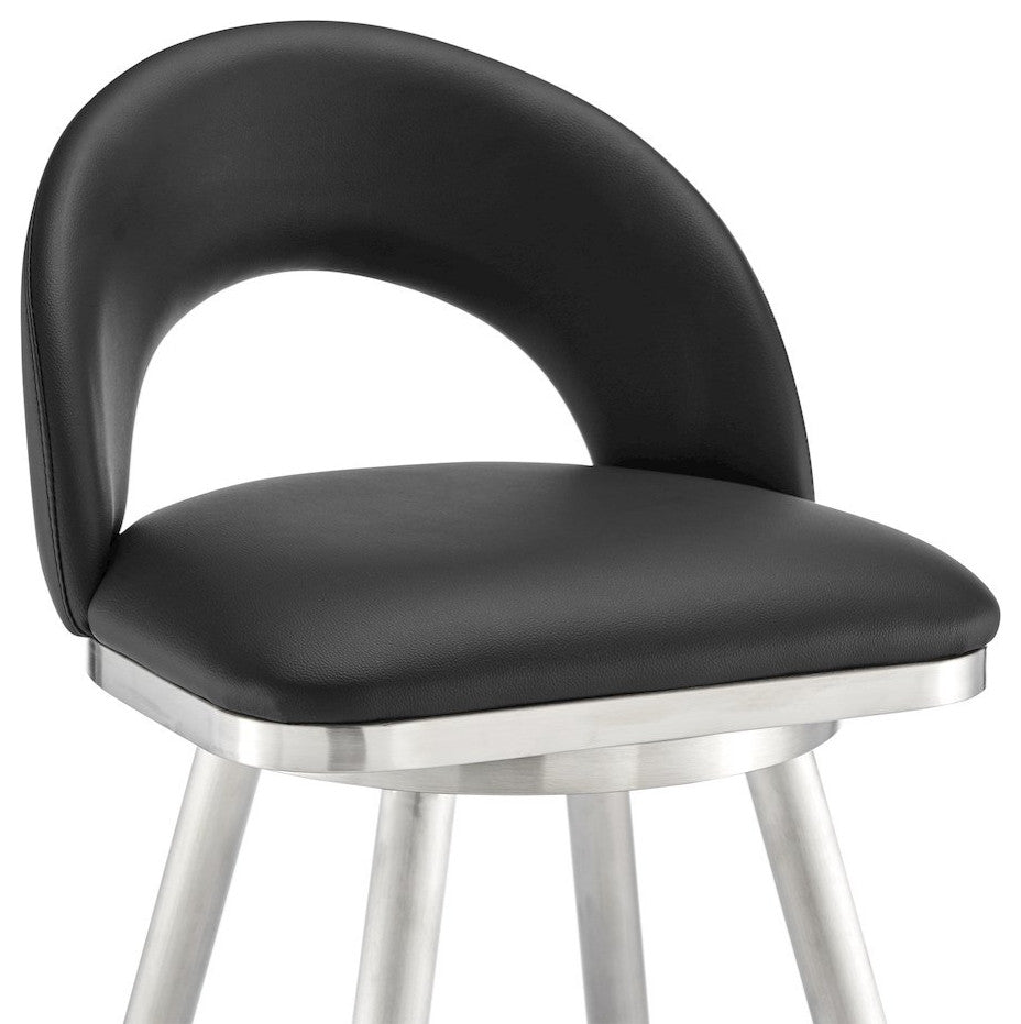 Charlotte Swivel Counter or Bar Stool in Faux Leather and Metal