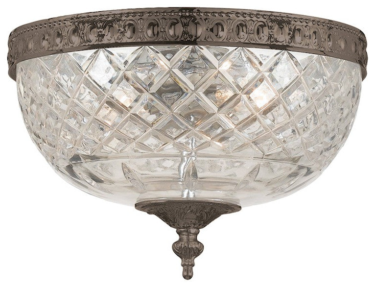 Richmond 2-Light Lead Crystal Flush Mount, English Bronze
