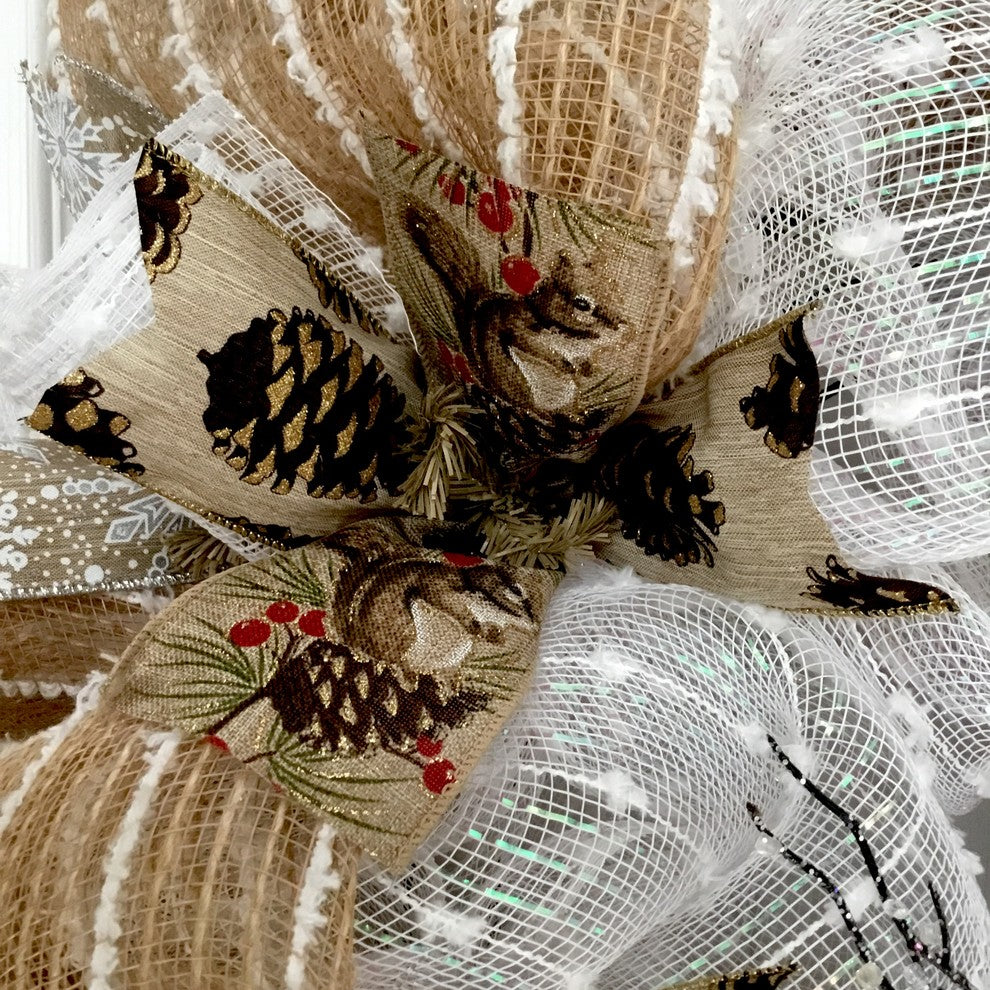 Rustic Woodland Snowman Winter Or Holiday Wreath Handmade Deco Mesh #snowman wre