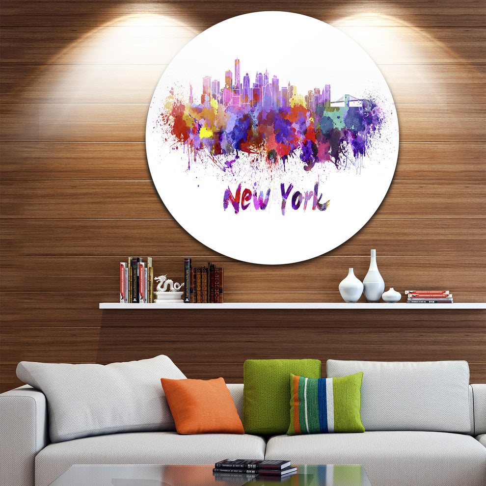 New York Skyline, Cityscape Round Wall Art, 36"