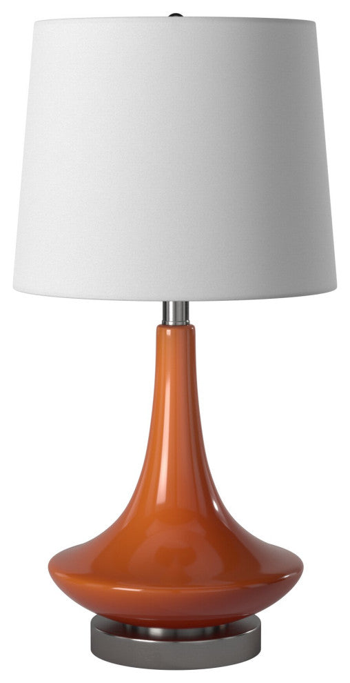 Retro Orange Glass Table Lamp With Steel Base