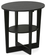 Furinno Round End Table, Walnut