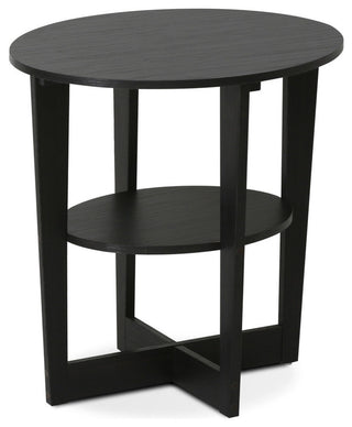Furinno Round End Table, Walnut