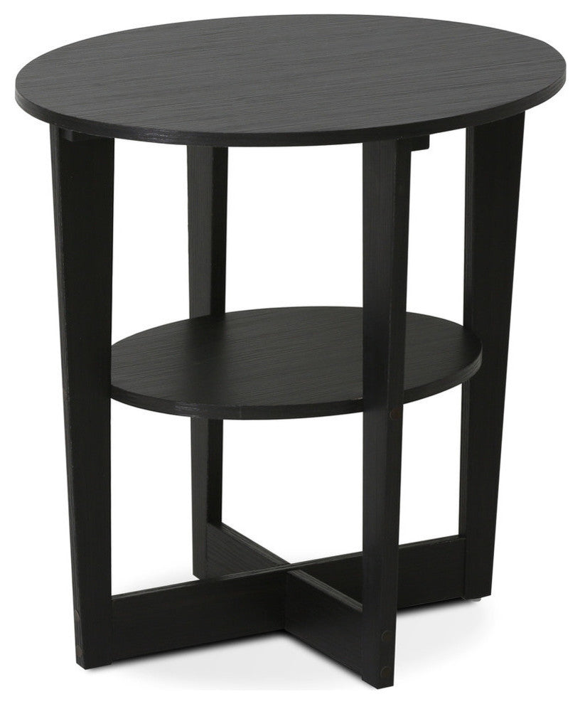 Furinno Round End Table, Walnut