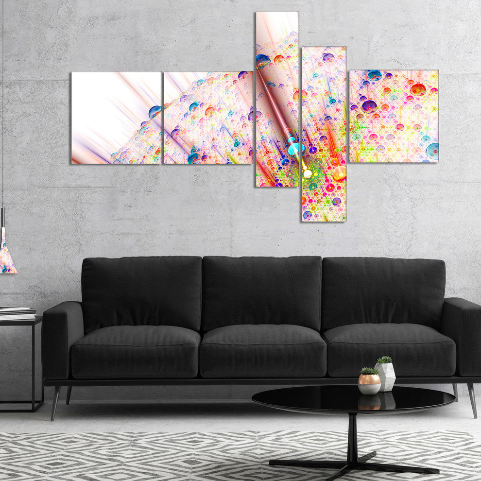 Red Blue Solar Bubbles Planet, Abstract Canvas Wall Art, 60"x32", 5 panels