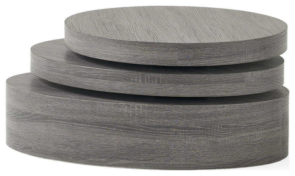 GDF Studio Lenox Oval Mod Rotating Wood Coffee Table