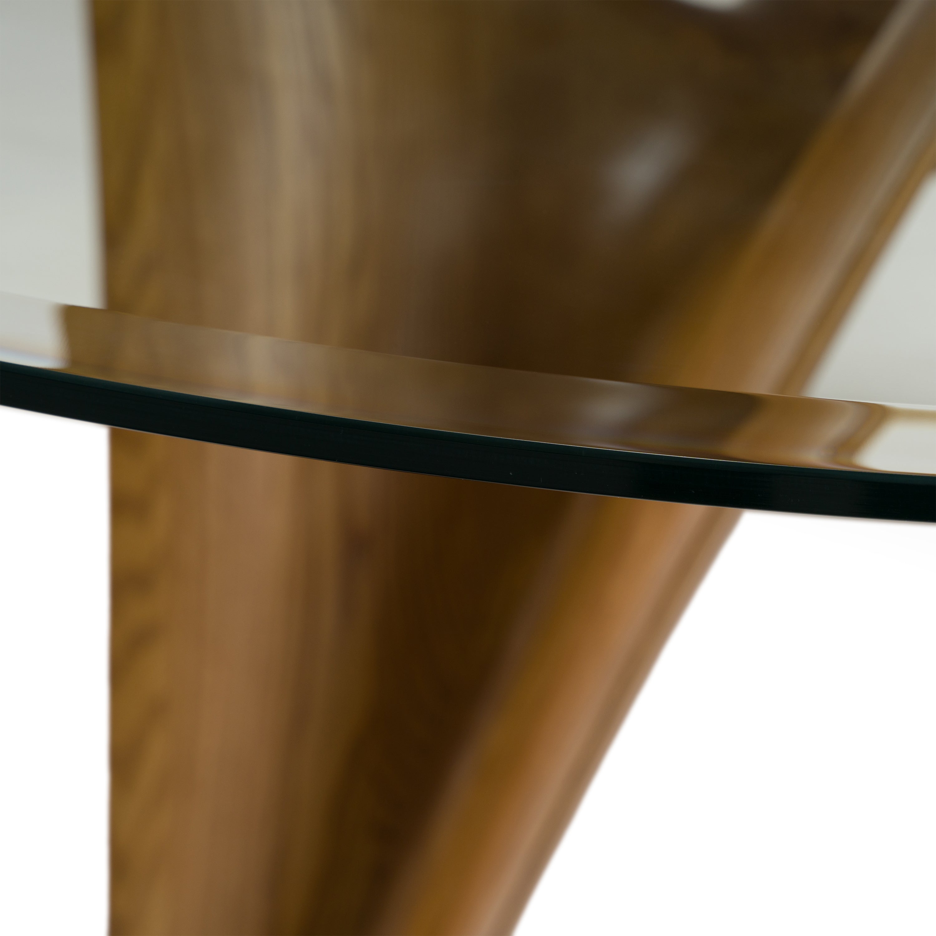 Modrest Seguin Round Glass + Walnut Dining Table