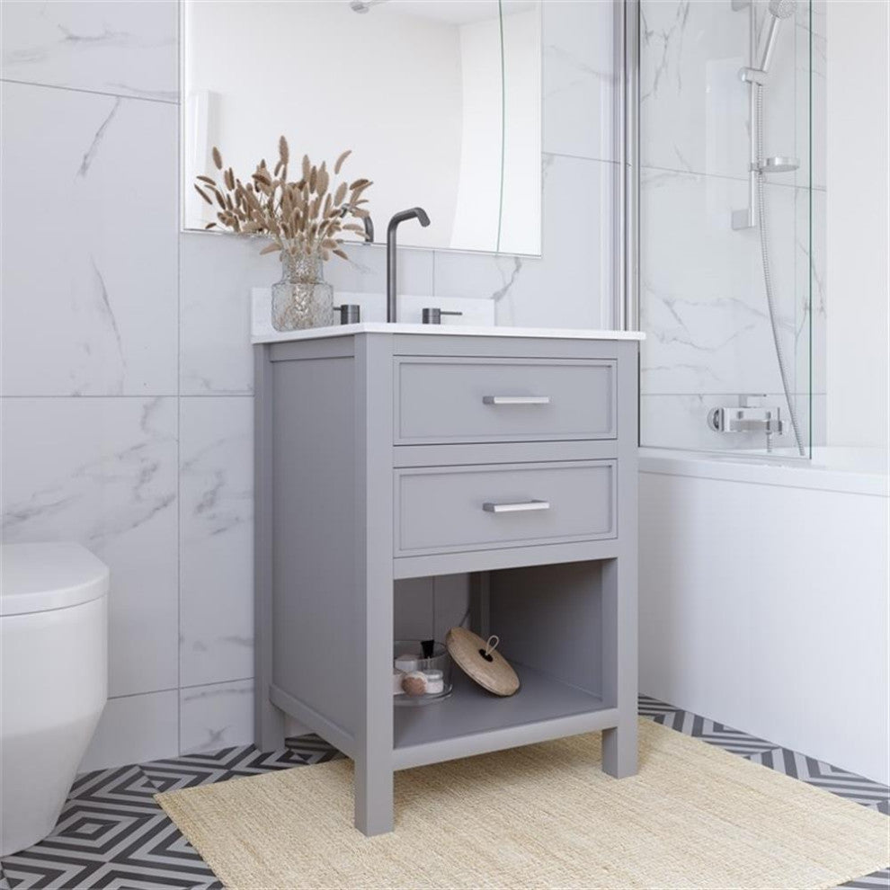 DHP Missouri 24 Inch Bathroom Vanity with Modern Carrera Countertop in Gray