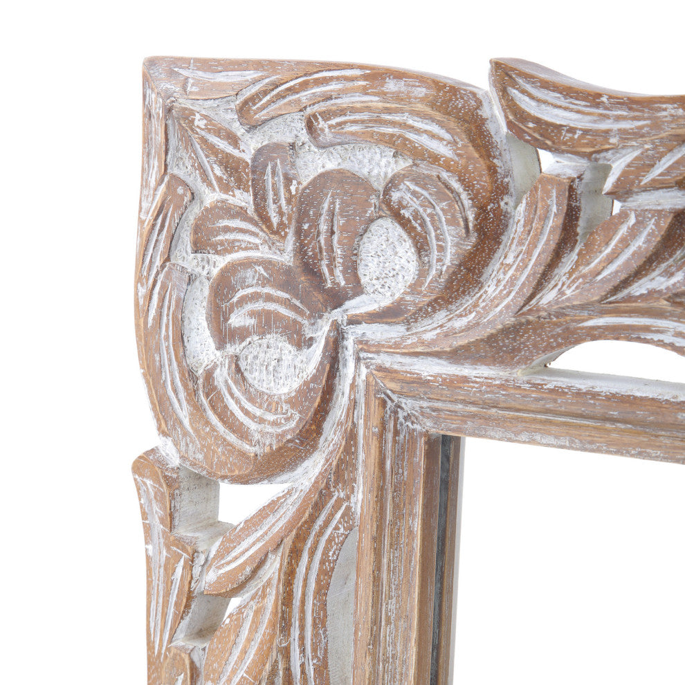 Paula Traditional Mirror With Floral Carved Frame