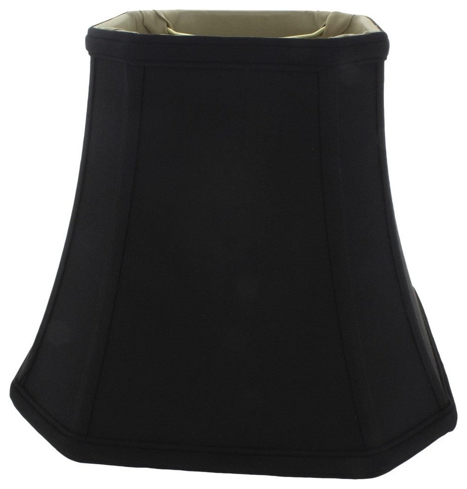 10" Flared Rectangular Lampshade, Black Silk