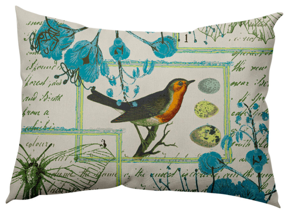 Singing Bird Decorative Throw Pillow, Explorer Blue, 14"x20"