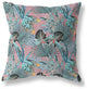 20" Aqua Red Tropical Indoor Outdoor Throw Pillow