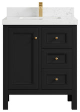 Nashville 30" Single Sink Bath Vanity, Black 2" Empira Quartz