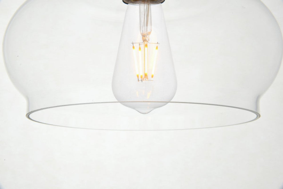 Dakota 1-Light Black Plug-In Pendant With Clear Glass