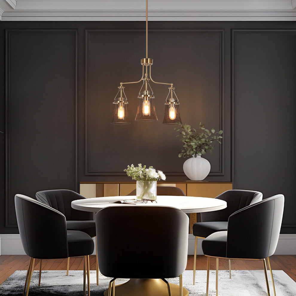 LNC 3-Light Polished Gold Linear Modern/Contemporary Chandelier
