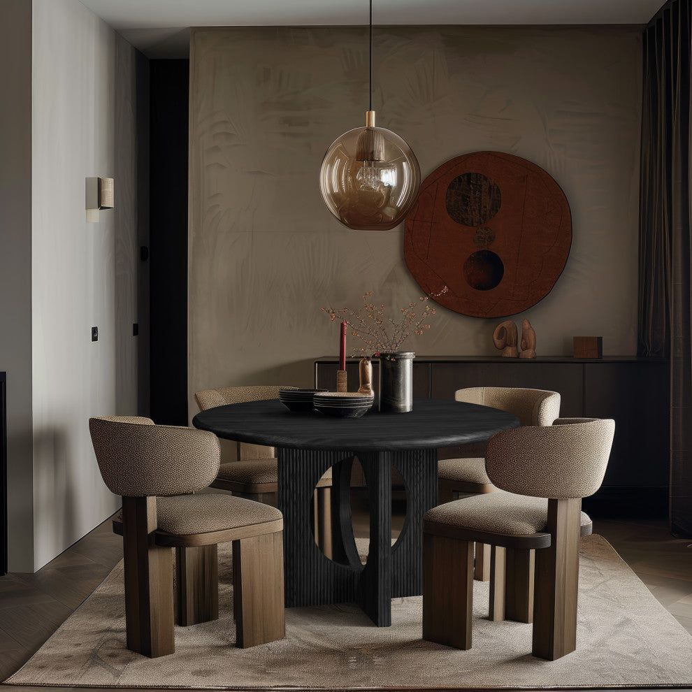 Rivas Dining Table, Black, Round