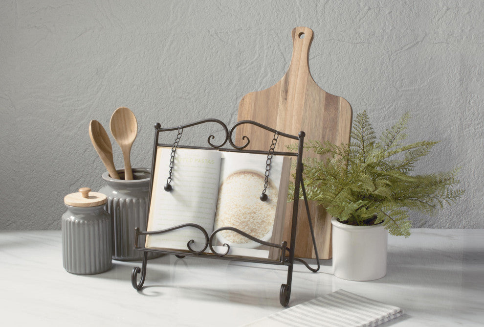 Brown Swirls Metal Cookbook Stand