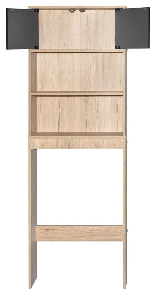 Better Home Products Ace Over-The-Toilet Storage Rack In Natural Oak & Dark Gray