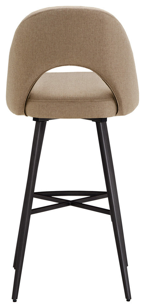 Tierno Metal Fabric Swivel Bar Stools, Set of 2, Beige, Bar Height
