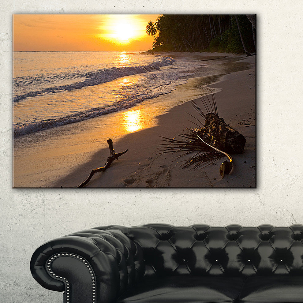 "Palm Trees On Background At Sunset" Seascape Art Canvas, 40"x30"