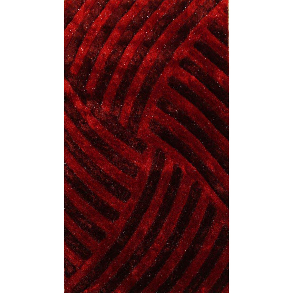 5 x 7 Red Geometric Illusion Area Rug