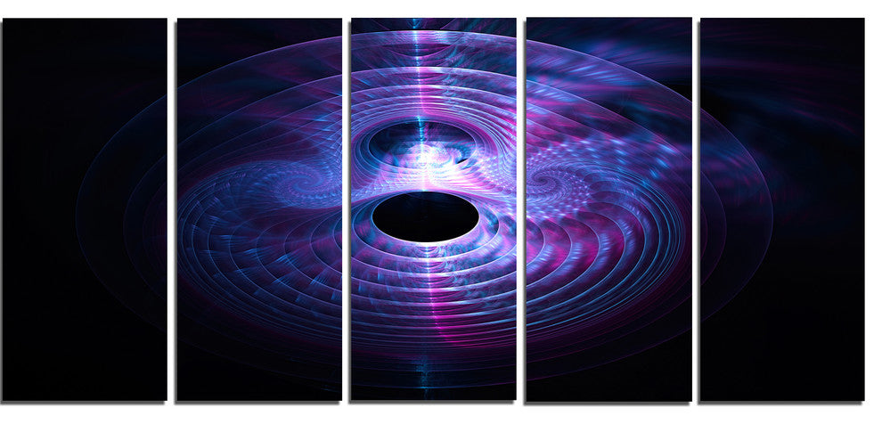 Bright Blue Magical Lights, Abstract Art on Canvas, 60"x28", 5 Panels