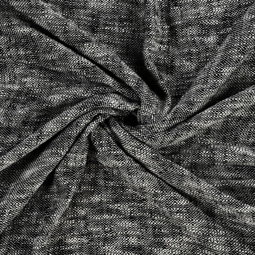 Boho Chambray Throw Blanket with Fringe, Jet Black