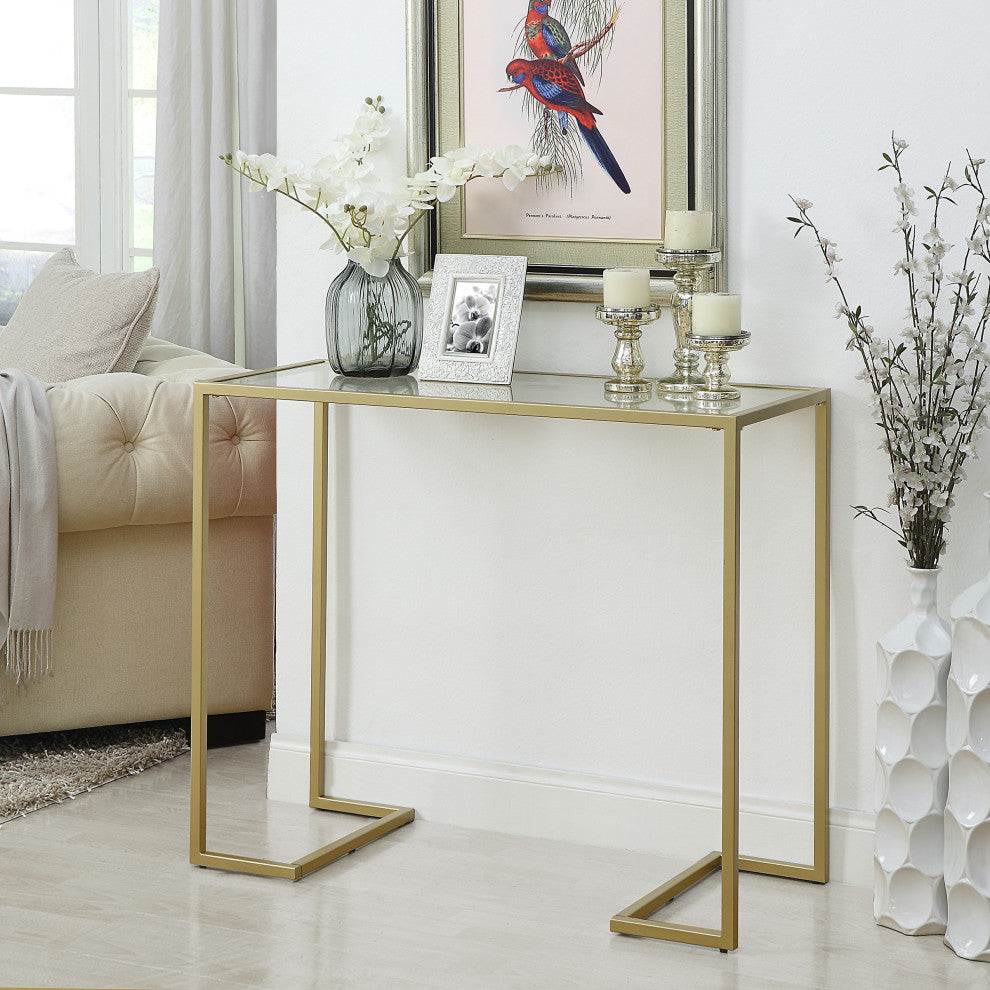 Ellie Glass Top Console, Gold