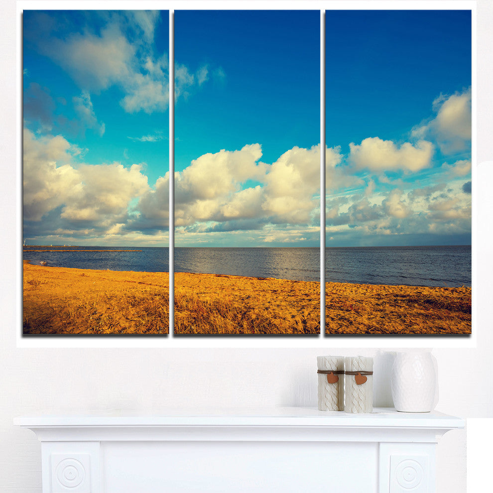 "Deserted Brown Sea Coastline" Metal Wall Art, 3 Panels, 36"x28"