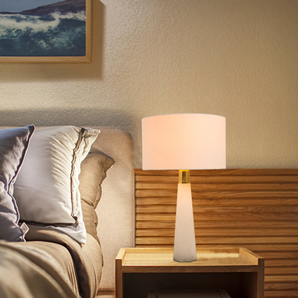 White Marble and Gold Frame Table Lamp