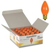 Sunlite 7 Watt C9 Colored Night Light, Intermediate Base, Ceramic Orange 25 Pack