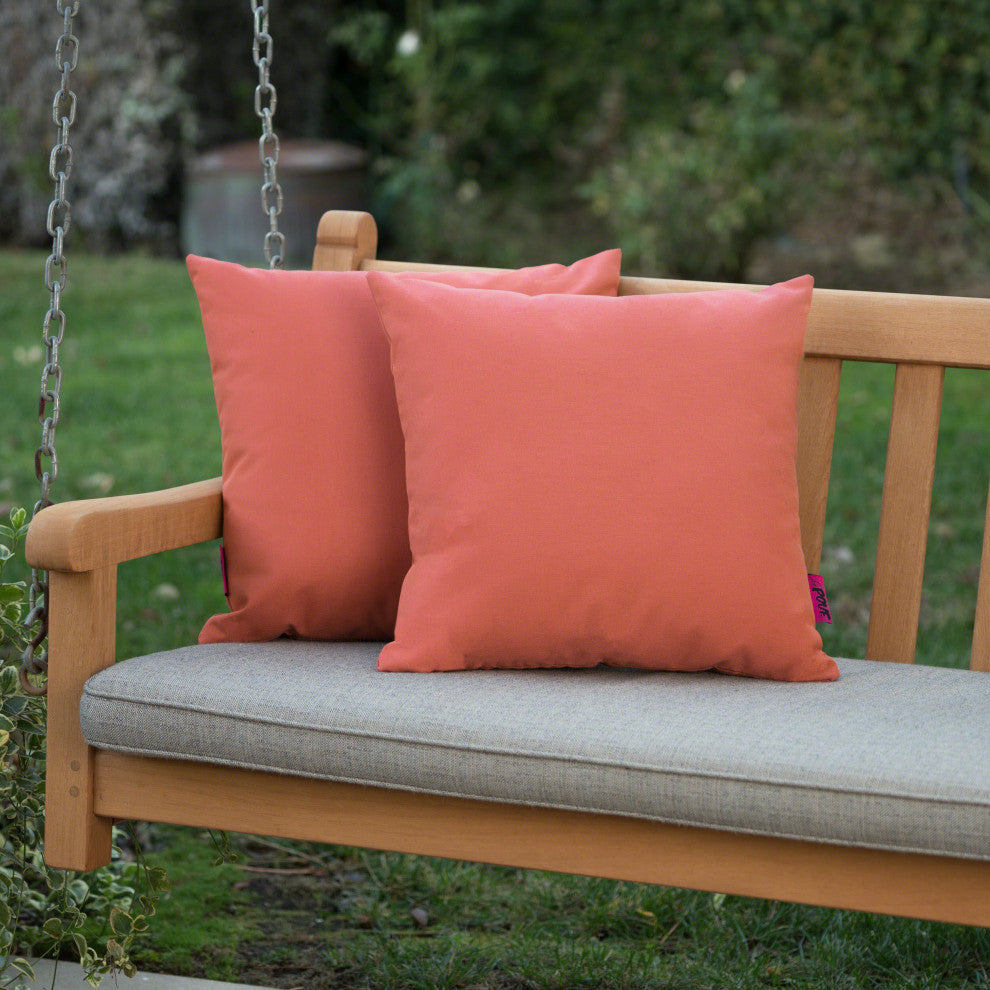 GDF Studio Coronado Outdoor Water Resistant Square Throw Pillow, Coral, Set of 2