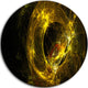 Far Spherical Galaxy Golden, Abstract Digital Disc Metal Artwork, 36"