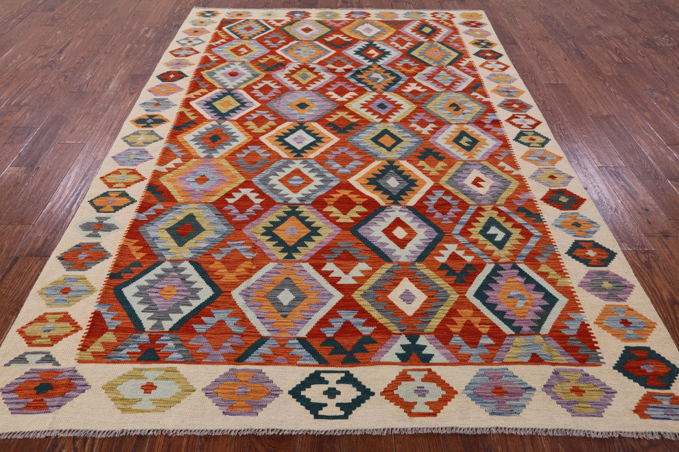 Kilim Flat Weave Reversible Rug 6' 10" X 9' 5" Q8501