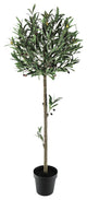 4' Artificial Olive Tree Topiary Plant, Black Pot