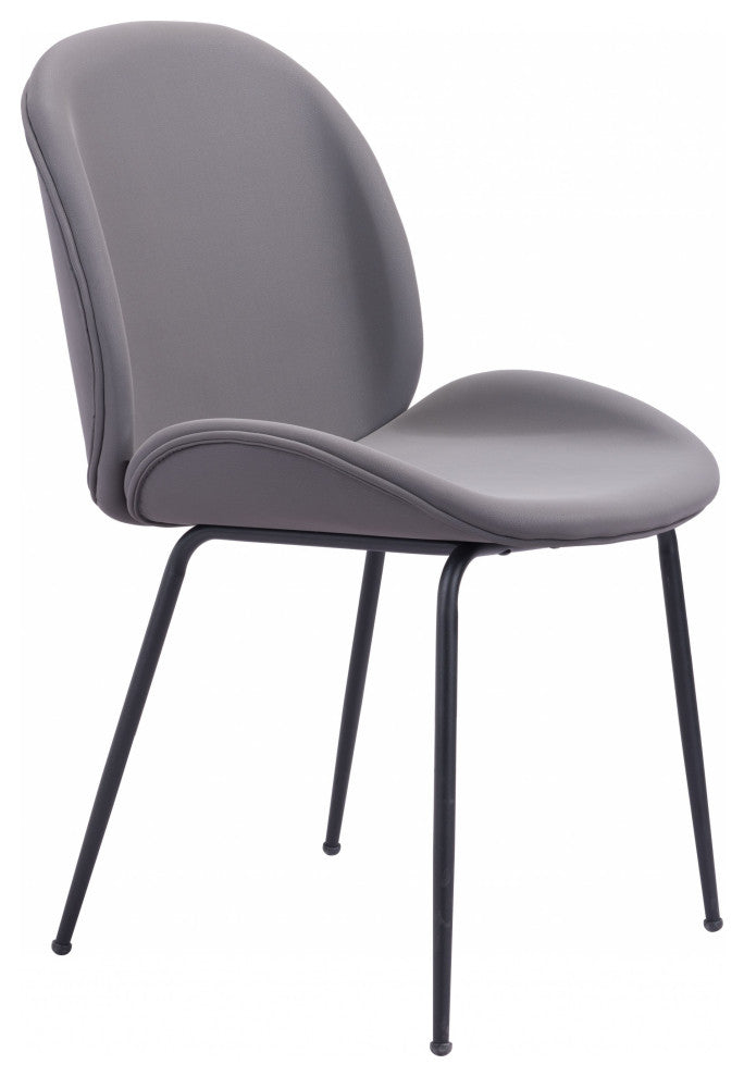 Set of Two Contempo Gray Velvet Dining Chairs