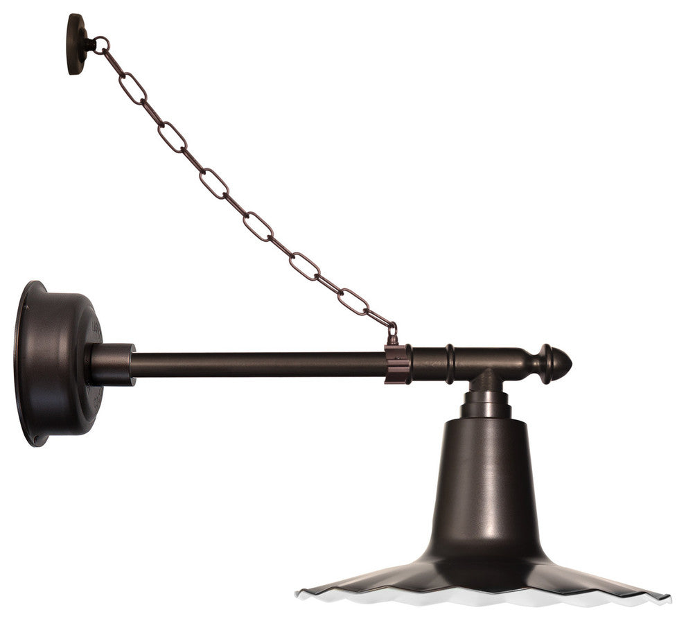 20" Iris LED Gooseneck Light With Victorian Arm With Chain, Mahogany Bronze