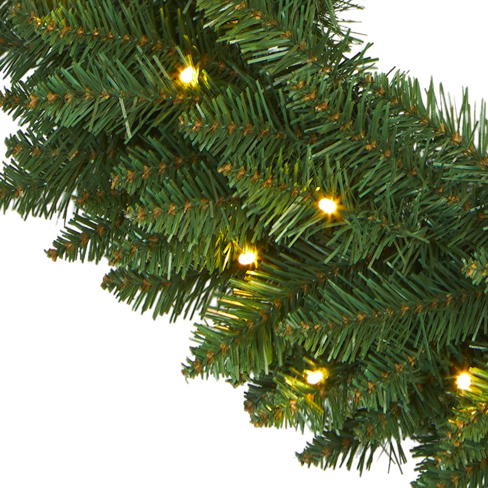 24" Green Pine Artificial Christmas Wreath With 35 Clear LED Lights