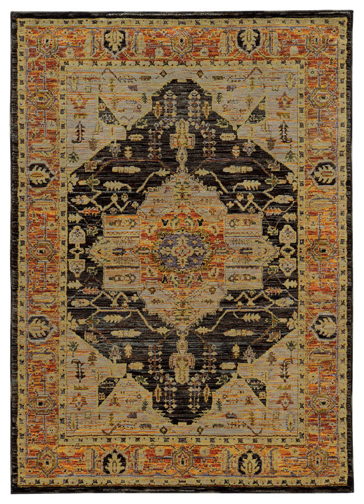 Oriental Weavers Andorra Gold/ Grey Oriental Indoor Area Rug 8'6"X11'7"