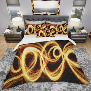 Gold Shock Abstract Modern Duvet Cover Set, King
