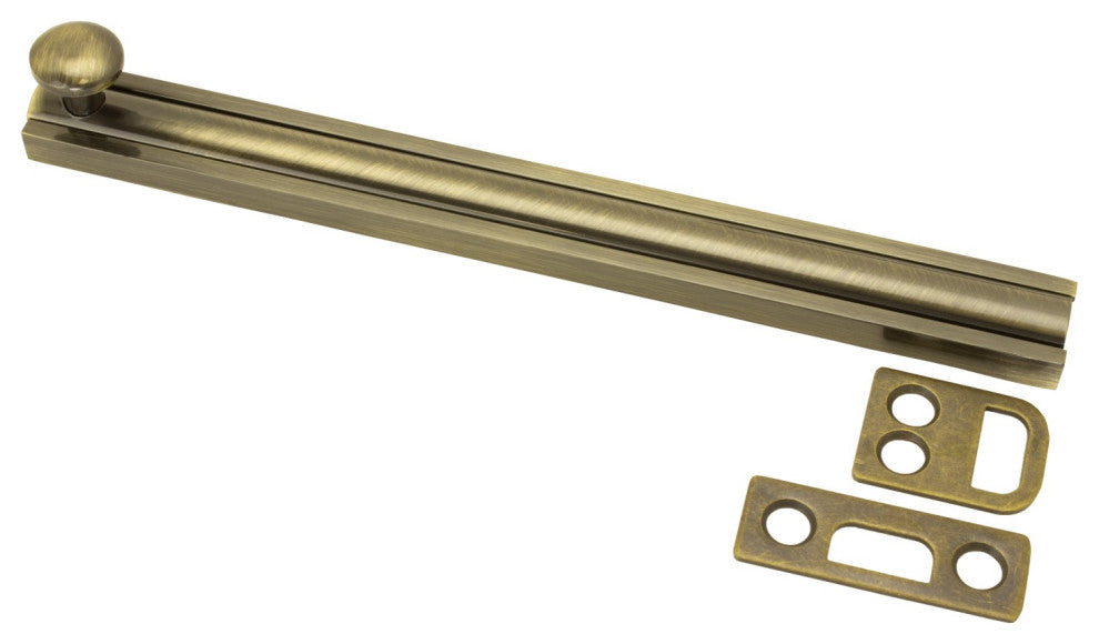 6" Surface Bolt, Antique Brass